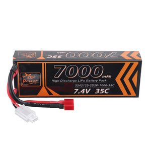 ZOP Power 7.4V 7000mAh 35C 2S2P Lipo Battery T Plug for RC Car RC Airplane