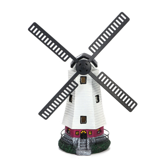 Solar Powered Garden Windmill Lighthouse Rotating Beam LED Yard Light Ornament Lamp Home Decor