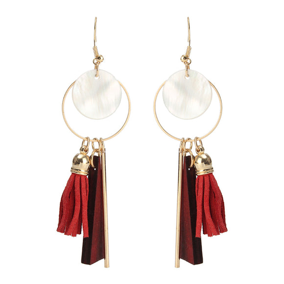 Trendy Tassels Wood Shell Ear Drop Elegant Earrings