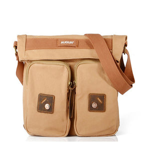 Men Canvas Solid Multi-pocket Crossbody Bag Vintage Shoulder Bag