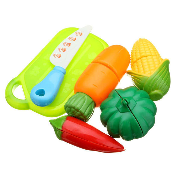 6PCS Fun Cut Vegetables Cutting Food Kitchen Play Set Kids Role Paly Toy