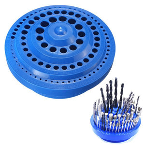 100 Holes Drill Bit Storage Case Multifunctional Plastic Round Shape Drill Bit Display Box Blue