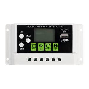 20A 12V/24V LCD Display PWM Solar Panel Charging Controller Li-ion &  Lead Acid Battery Compatible USB DC Backlight Display