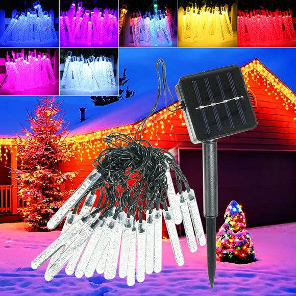 4.8M 20 LED Bubble Icicle Fairy String Light Solar Power Christmas Party Lamp