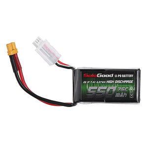 Soldgood 7.4V 550mAh 75C 2S Lipo Battery XT30 Plug 56*29.5*14.5mm