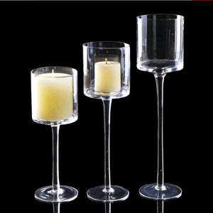 3Pcs Elegant Tea Light Glass Candle Holders Wedding Table Party Centerpiece