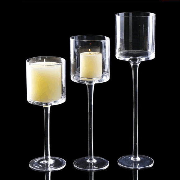 3Pcs Elegant Tea Light Glass Candle Holders Wedding Table Party Centerpiece