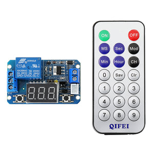 5pcs 12V DC Infrared Remote Control Full-function Delay Cycle Timing Relay Module with LED Digital Display with Remote Controller