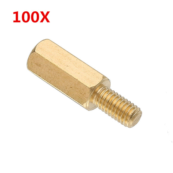 Suleve M3BH3 100Pcs M3 10mm+6mm Male-Female Brass Hex Standoffs Support Spacer Pillar for PCB Board