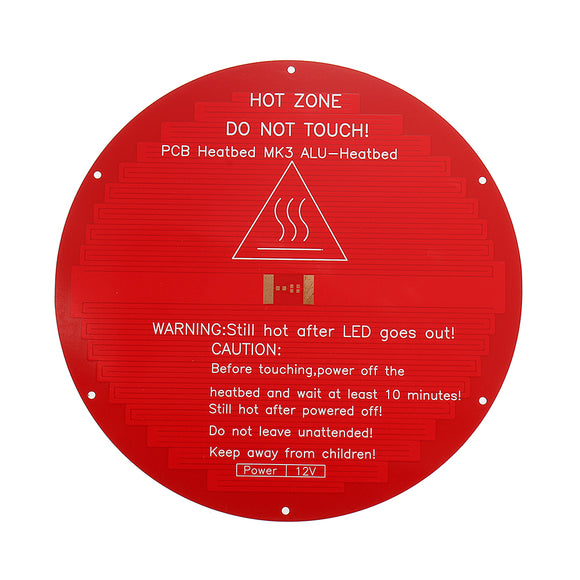 12V 220*220*3mm Red Round Aluminum Heated Bed 3D Printer Part