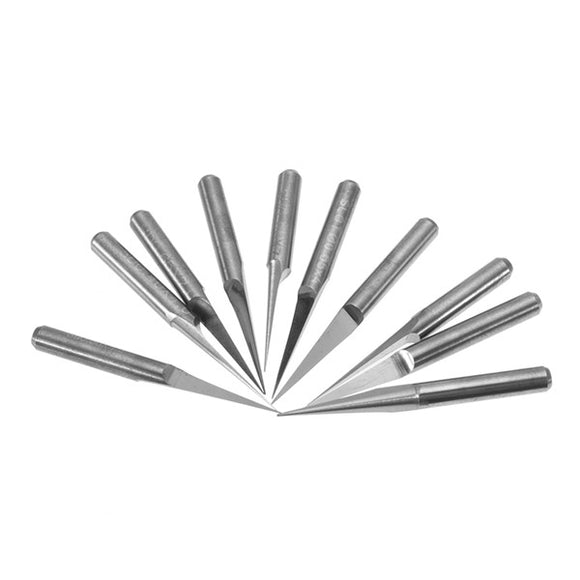 Wolike 10pcs 3.175mm Shank 0.1mm V-shape Carbide PCB Engraving Bits 10 Degree Cutter PCB Drill Bit