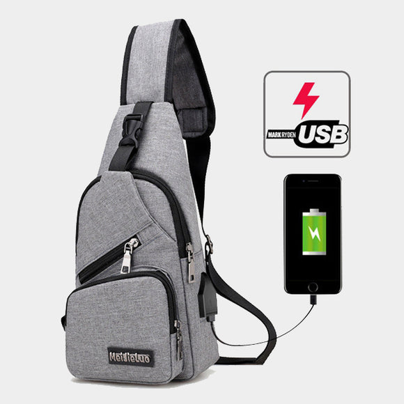 Casual Outdoor Travel Sling Bag Chest Bag Crossbody Bag with USB Charging Port