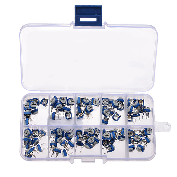 5 x 100pcs RM065 Horizontal Trimpot Potentiometer Assortment Kit With Storage Box