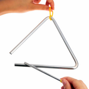 Metal Musical Triangle & Beater Percussion Instrument Silver Music Toy 6 15cm"