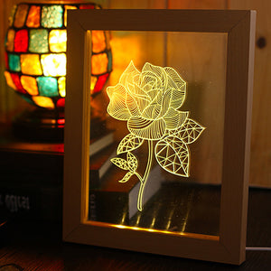 KCASA FL-731 3D Photo Frame LED Night Light Wooden Flower Decorative USB Lamp Christmas Gifts