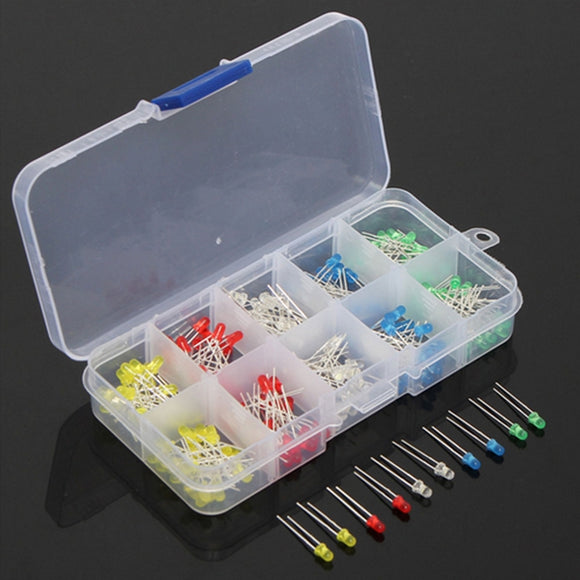 200pcs 3mm 5 colors LED Light Emitting Diode Universal LED Light Assorted Kit DIY LED Diode Set