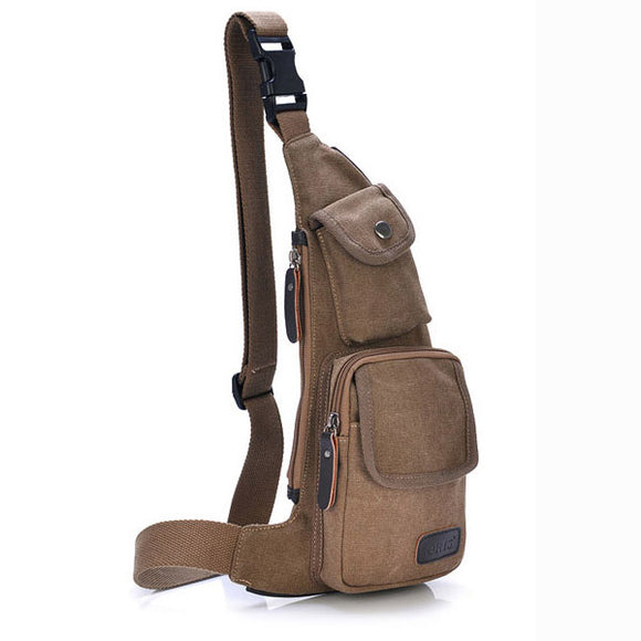 Men Canvas Casual Sport Travel Outdoor Chest Crossbody Bag