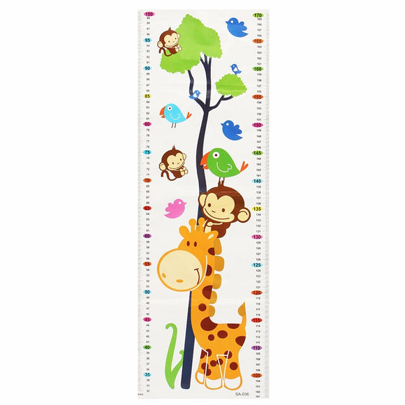 Cute Wall Decal Sticker Cartoon Giraffe Monkeys Growth Height Children Kids Chart