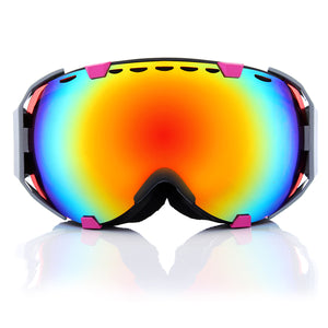 Motorcycle Professional Spherical Dual Red Lens Snowboard Ski Goggles Anti Fog UV Glasses