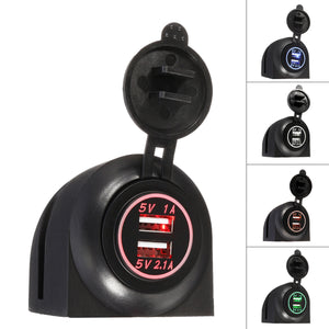 Water Resistant Car Dual USB Car Charger Dash Mount Socket Adapter LED DC 12 24V