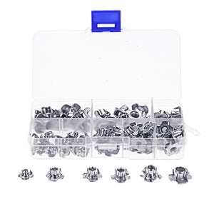 Suleve 80Pcs Zinc Plated Steel T-Nut 4 Pronged Tee Blind Insert Nuts Assortment M3/M4/M5/M6/M8