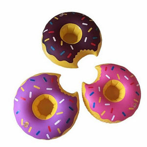 Doughnut Floating Inflatable Drink Can Holder Swimming Pot Party Funny Toy