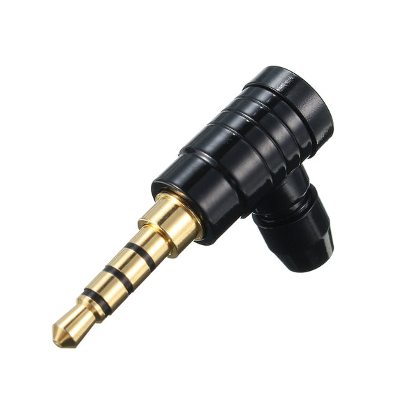 3.5mm Stereo 90 Degree Male Jack Audio Adapter Plug For 4 Pole Headphone Blk/Sil B1