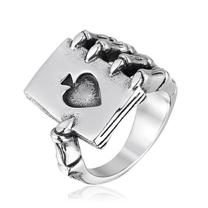 Gothic Spades Claw Stainless Steel Men's Ring Punk Rocker Finger Ring Gift