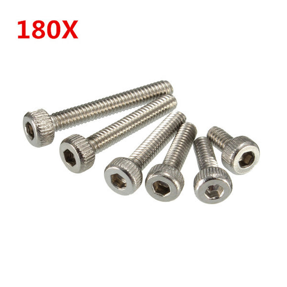 Suleve M2SS1 M2 Stainless Hex Socket Cap Head Screws Allen bolt Nut Assortment Kit 180pcs