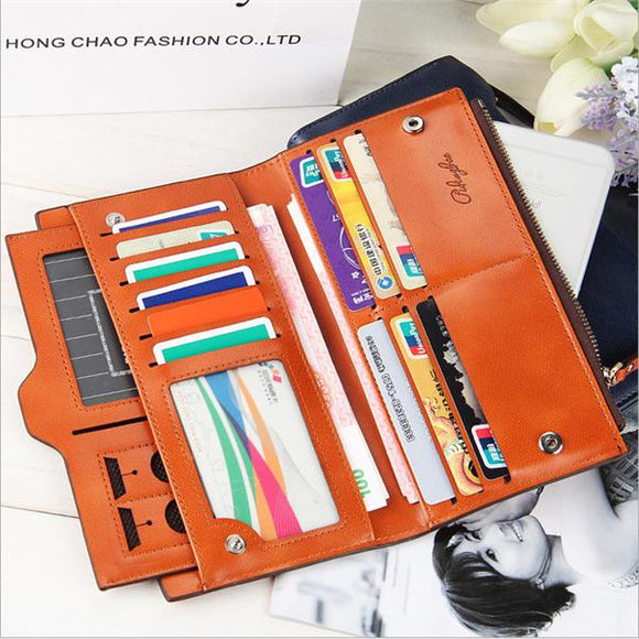 Women Oil Leather Ultrathin Wallet Muti Card Slots Multifunctional Purse Long Wallet