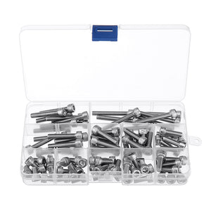 Suleve M6SH2 88Pcs M6 Hex Socket Cap Head Screw Bolts Assortment Set 304 Stainless Steel