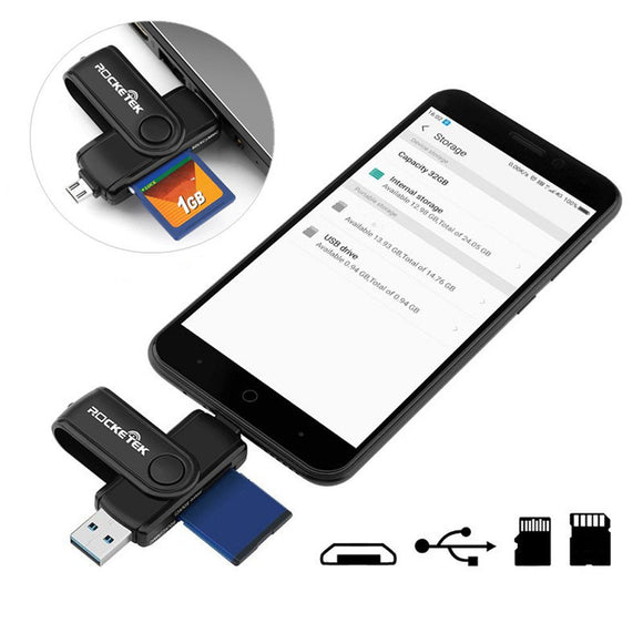 Rocketek Micro USB OTG USB 3.0 TF Flash Memory Card Camera Card Reader Charging Adapter for Xiaomi PC