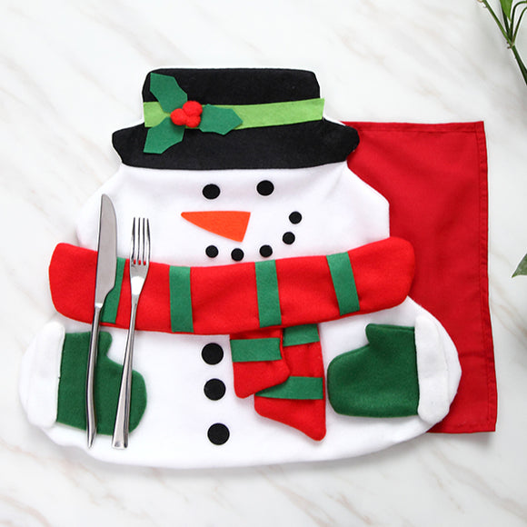 Christmas Santa Claus Table Mat with Napkin Cloth Pad For Dining Table Home Decor Xmas Gifts