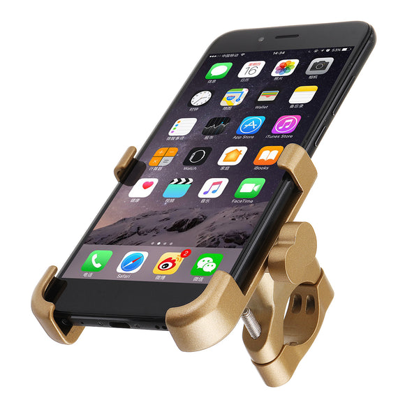 Aluminum Universal Mobile Phone GPS Mount Holder Stand Gold For Motorcycle ATV