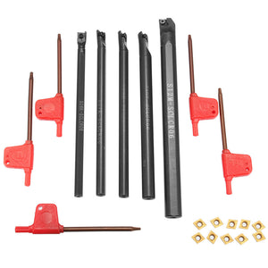 5Pcs SCLCR06 6/7/8/10/12mm Boring Bar Tunring Tool with 5Pcs CCMT0602 Inserts