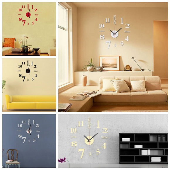 DIY Mini Modern Art Mirror Wall Clock 3D Sticker Design Home Office Room Decor