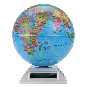 Solar Automatic Rotating Globe Decorative Desktop Earth Geography World Globe Base World Map Education Gift w/ Base