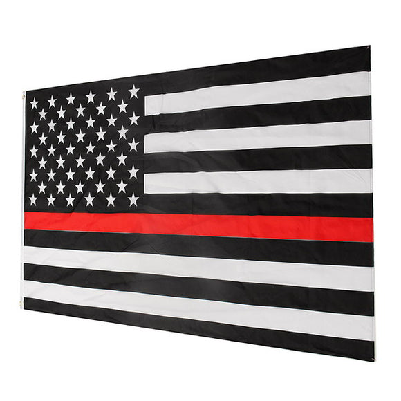 Thin Red Line Stripe American Flag Respect and Honor Banner Law Enforcement Grommets