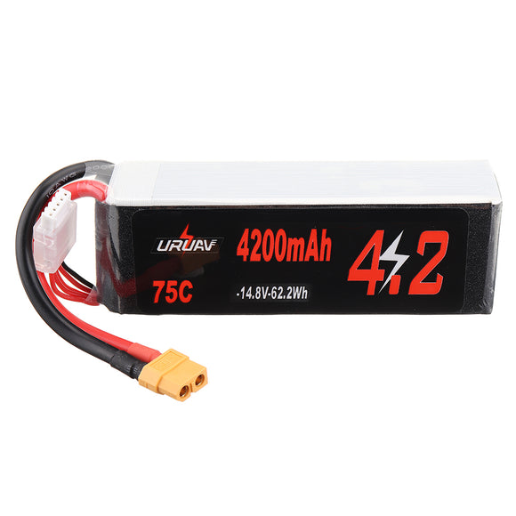 URUAV 14.8V 4200mAh 75C 4S Lipo Battery XT60 Plug for RC Racing Drone