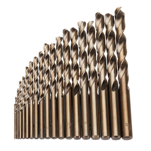 Drillpro 19pcs 1-10mm HSS M35 Cobalt Twist Drill Bit Set for Metal Wood Drilling