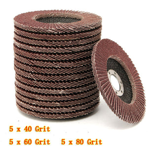 15pcs 115mm 40 60 80 Grit Sanding Flap Discs Grinding Wheels