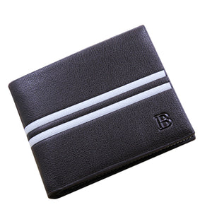 Short Male Wallet Men Stripe Leather Brief Purses