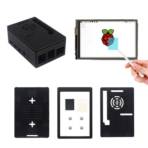 3.5inch MHS LCD Screen Display +  Transperent/Black Dual Use Box ABS Case Kit for Raspberry Pi 4 Model B