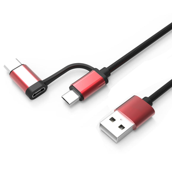 Bakeey 2.1A Micro USB Type-C 2in1 Fast Charging Aluminum Alloy Braided Wire Data Cable For HUAWEI P30 Oneplus 7 XIAOMI MI9 S10 S10+