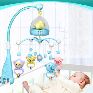 Musical Crib Mobile Bed Bell Toys Plastic Hanging Rattles Night Light High-end Musical Crib Mobile Baby Toys for 0-12 Months Baby