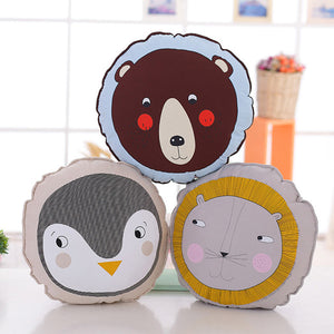 Cute Round Animal Lion Penguin Brown Bear Throw Pillow Cotton Cloth Sofa Car Bed Cushion