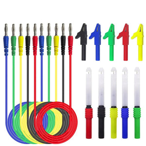 P1043B 4mm Banana Plug Test Leads Kit with Saffty Piercing Needle Test Probes + Alligator Clips for Multimeter Testing