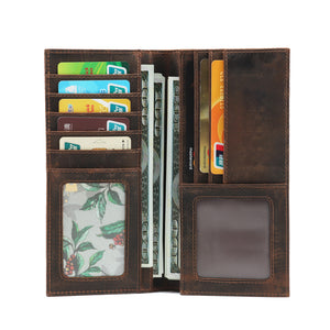 Epkhero Men Genuine Leather Long Vintage Wallet Card Holder