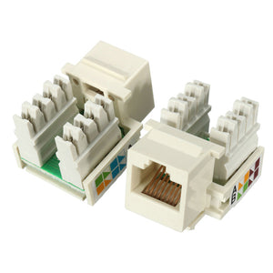 10Pcs Keystone Jack Cat5e White 110 Punch Down Network Ethernet 8P8C RJ45 lot