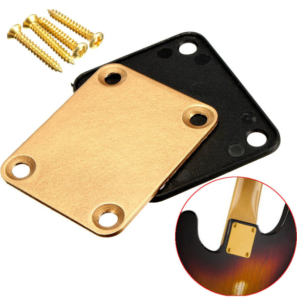 Guitar Neck Plate with 4 Screws Replacement Part for Fender Strat Electric Guitar